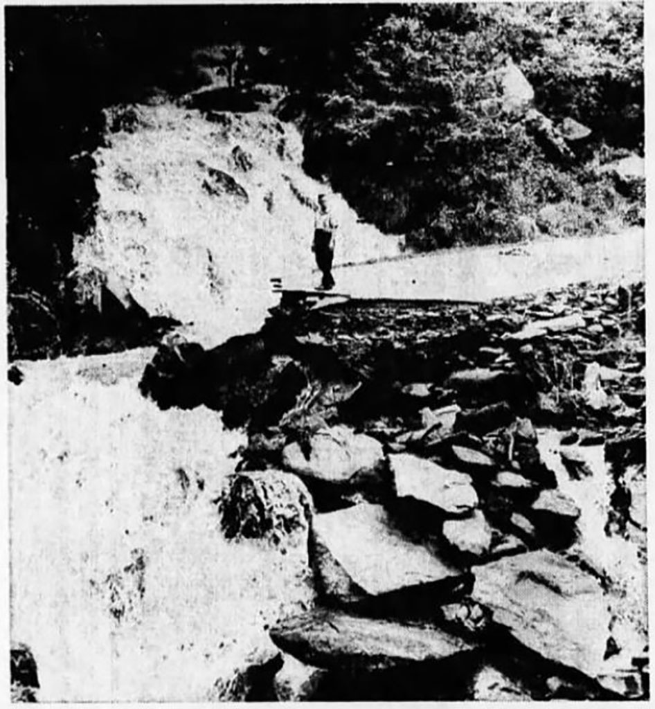 1966 road washout at Aiken Branch Falls.