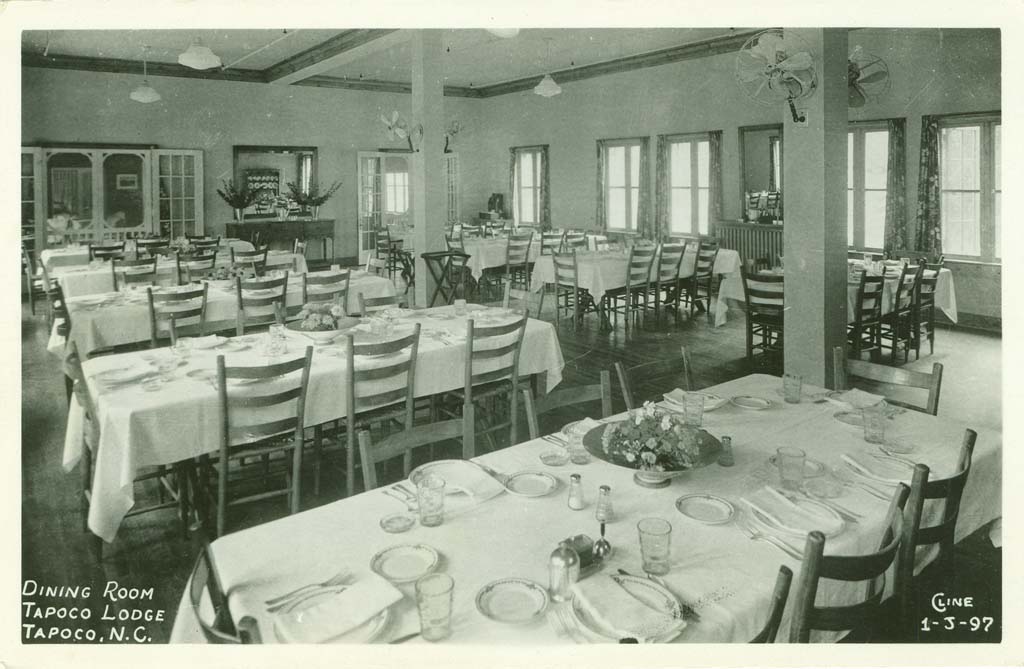 Tapoco Lodge Dining Room circa 1950.